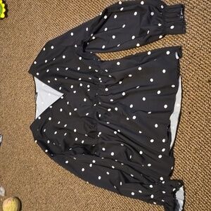 Boohoo polka dotted long sleeved blouse black and white plus